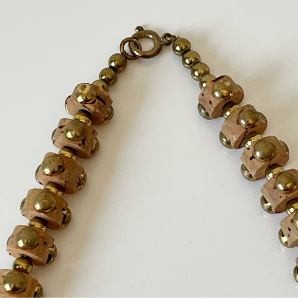 Cork Studded Necklace & Earrings Set - Picture 4 of 10